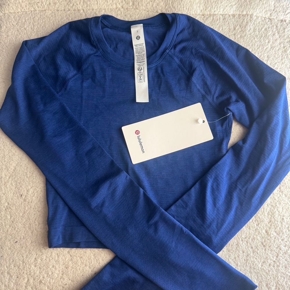 Lululemon Athletica Swiftly Tech Cropped Long Sleeve 2.0 - Cerulean Blue
